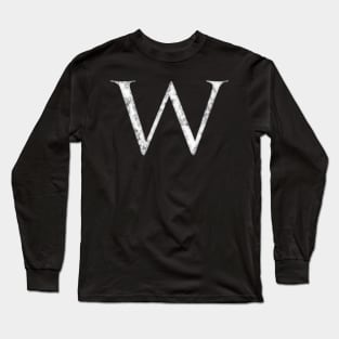 W in Roman White Marble Latin Alphabet Letter Sticker Long Sleeve T-Shirt
